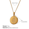 Pendant Necklace 316L Stainless Steel Inlaid Zircon Round Constellation Electroplating For Women