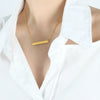 Pendant Necklace 316L Stainless Steel 18K Gold Plated Geometric Letter Design