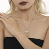 Pendant Necklace Titanium Steel Magic Eye Diamond Block Pvd Plated 18K Gold For Women