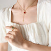Pendant Necklace 316L Stainless Steel Mixed Gem Inlay Heart Geometric Tassel Adjustable French Lace Red And Green Zircon