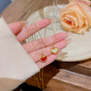 Pendant Necklace Titanium Steel Mixed Gem Inlay Heart Pattern Dripping Oil Design For Women
