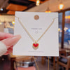 Pendant Necklace Titanium Steel Mixed Gem Inlay Heart Pattern Dripping Oil Design For Women