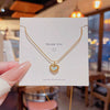 Pendant Necklace Titanium Steel Mixed Gem Inlay Heart Pattern Dripping Oil Design For Women