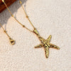 Pendant Necklace Titanium Steel Ocean Style Retro Minimalist Ushaped Electroplated Starfish Shell