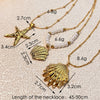 Pendant Necklace Titanium Steel Ocean Style Retro Minimalist Ushaped Electroplated Starfish Shell