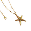 Pendant Necklace Titanium Steel Ocean Style Retro Minimalist Ushaped Electroplated Starfish Shell