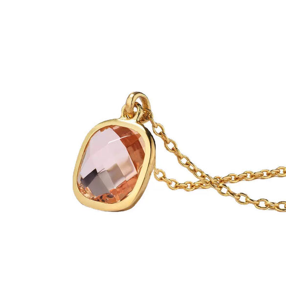 Pendant Necklace Titanium Steel Organic Glass Geometric Simple Women's O Word Chain