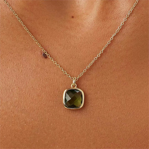 Pendant Necklace Titanium Steel Organic Glass Geometric Simple Women's O Word Chain