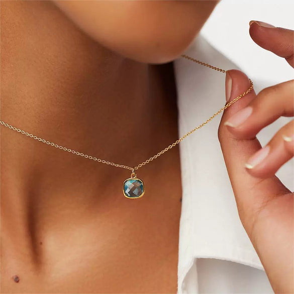 Pendant Necklace Titanium Steel Organic Glass Geometric Simple Women's O Word Chain
