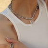 Pendant Necklace Titanium Steel Round Beads Geometric Electroplated For Women