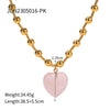 Pendant Necklace Titanium Steel Round Beads Geometric Electroplated For Women
