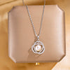 Pendant Necklace Titanium Steel Silver Pearl Diamond Geometric Style For Women