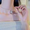 Pendant Necklace Titanium Steel Silver Pearl Diamond Geometric Style For Women