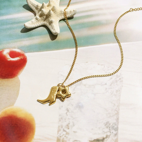 Pendant Necklace Titanium Steel Stainless Steel Electroplating Boots Fivepointed Star Style Women's