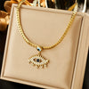 Pendant Necklace Titanium Steel Twist Chain Electroplating Light Luxury Retro Diamond Eye Style For Women
