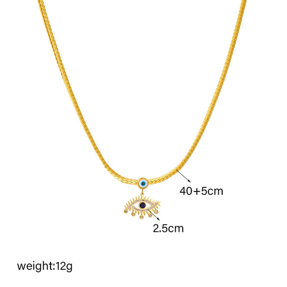 Pendant Necklace Titanium Steel Twist Chain Electroplating Light Luxury Retro Diamond Eye Style For Women