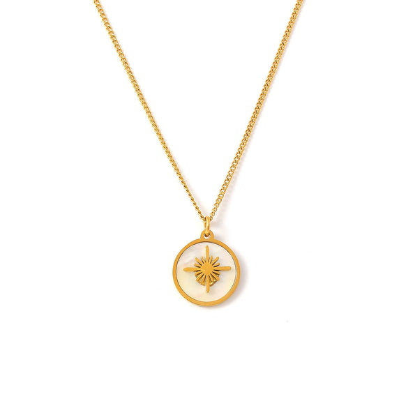 Pendant Necklace 316L Stainless Steel Water Shell Retro Star Geometric Light Luxury Electroplated
