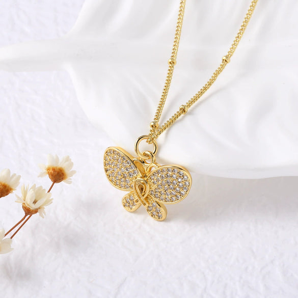 Pendant Necklace Unisex Copper Geometric Minimalist Electroplated With Butterfly Owl Dragonfly Design
