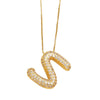 Pendant Necklace With Geometric Style Copper Pendant And Box Chain Electroplated With Zirconium And English Letters