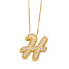 Pendant Necklace With Geometric Style Copper Pendant And Box Chain Electroplated With Zirconium And English Letters