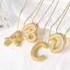 Pendant Necklace With Geometric Style Copper Pendant And Box Chain Electroplated With Zirconium And English Letters