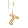 Pendant Necklace With Geometric Style Copper Pendant And Box Chain Electroplated With Zirconium And English Letters