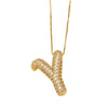 Pendant Necklace With Geometric Style Copper Pendant And Box Chain Electroplated With Zirconium And English Letters