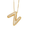 Pendant Necklace With Geometric Style Copper Pendant And Box Chain Electroplated With Zirconium And English Letters
