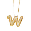Pendant Necklace With Geometric Style Copper Pendant And Box Chain Electroplated With Zirconium And English Letters