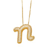 Pendant Necklace With Geometric Style Copper Pendant And Box Chain Electroplated With Zirconium And English Letters