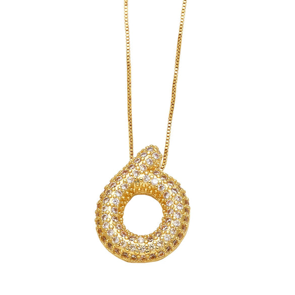 Pendant Necklace With Geometric Style Copper Pendant And Box Chain Electroplated With Zirconium And English Letters