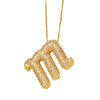 Pendant Necklace With Geometric Style Copper Pendant And Box Chain Electroplated With Zirconium And English Letters