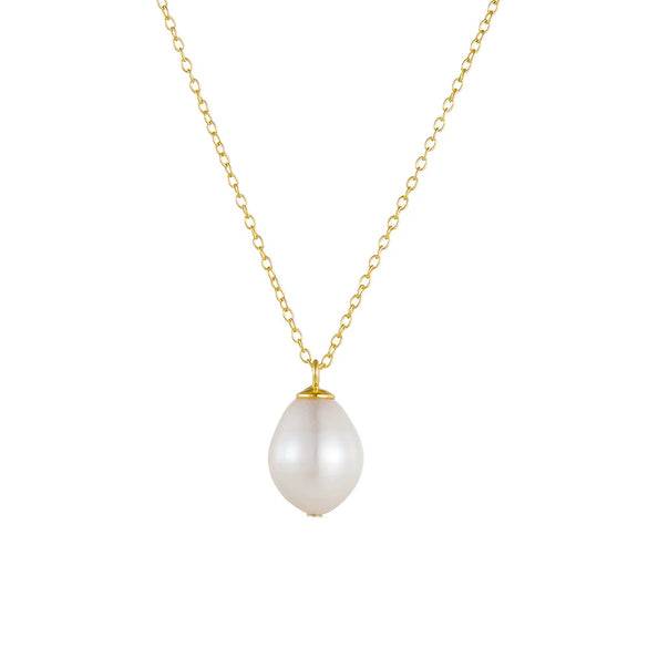 Pendant Necklace Women Natural Baroque Freshwater Pearl 925 Silver Geometric Cross Chain