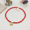 Pendant Necklace Women Pearl Organic Glass Fivepointed Star Geometric Handwoven