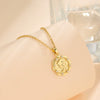 Pendant Necklace Women Princess Avatar Coin Style Copper Plated 18K Gold Titanium Steel With Mixed Gem Inlay And Cartoon Characters Relief Pattern Electroplating