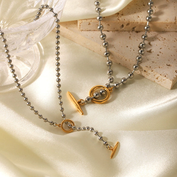 Pendant Necklace Women Stainless Steel And Titanium Steel Ball Chain Geometric Style Electroplating