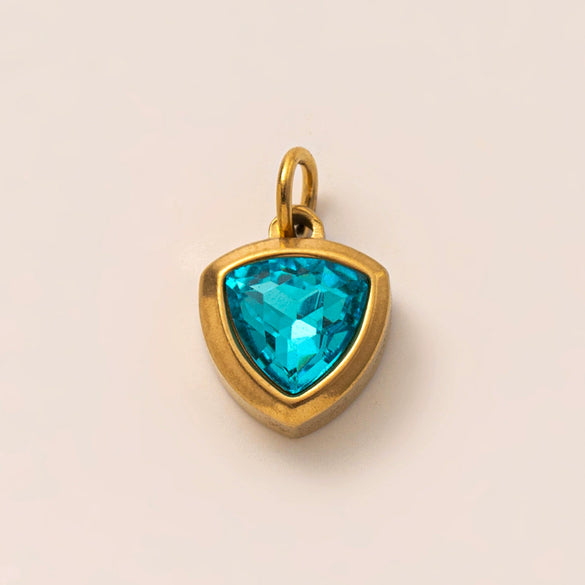 Pendant Necklace Women Stainless Steel Titanium Steel Mixed Gemstone Setting Geometric Style Set With Diamonds