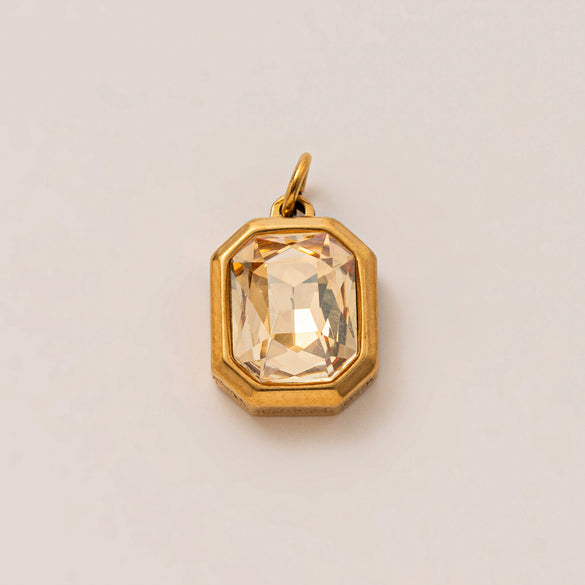 Pendant Necklace Women Stainless Steel Titanium Steel Mixed Gemstone Setting Geometric Style Set With Diamonds