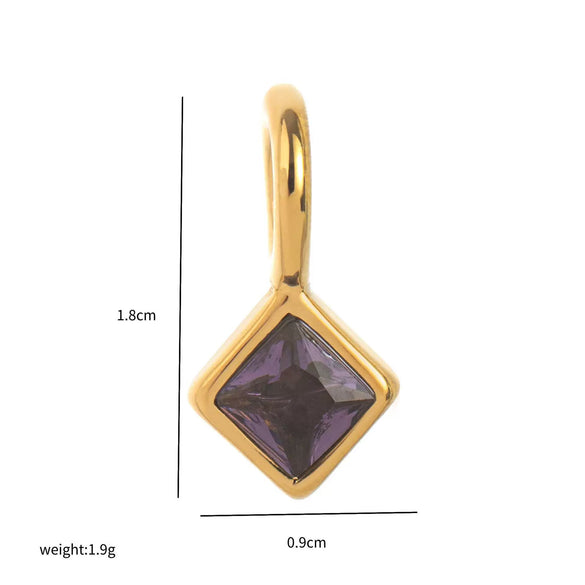 Pendant Necklace Women Stainless Steel Titanium Steel Mixed Gemstone Setting Geometric Style Set With Diamonds