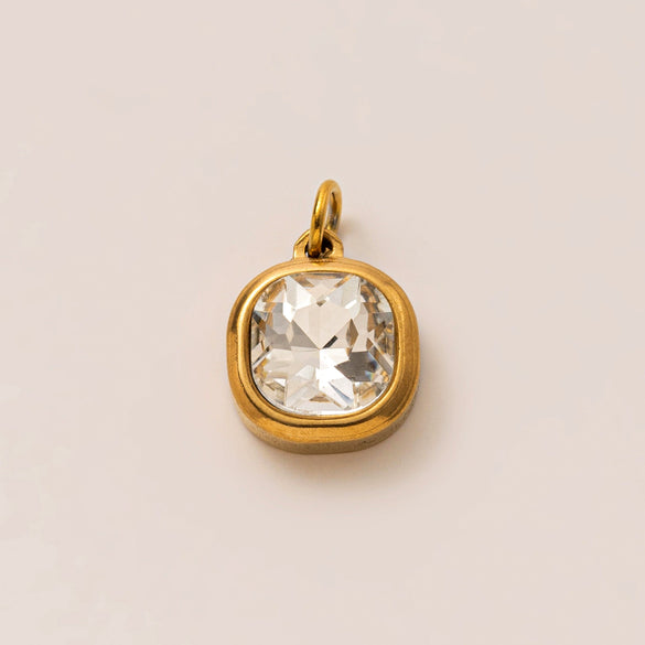 Pendant Necklace Women Stainless Steel Titanium Steel Mixed Gemstone Setting Geometric Style Set With Diamonds