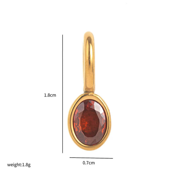 Pendant Necklace Women Stainless Steel Titanium Steel Mixed Gemstone Setting Geometric Style Set With Diamonds