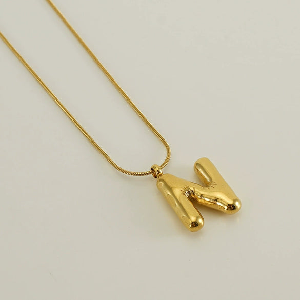 Pendant Necklace Women 316L Stainless Steel 316L Stainless Steel Small Snake Chain With Letter Pattern Electroplated