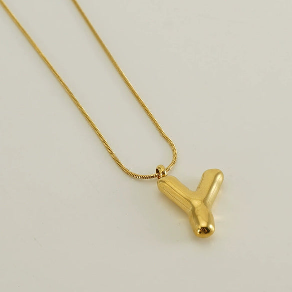 Pendant Necklace Women 316L Stainless Steel 316L Stainless Steel Small Snake Chain With Letter Pattern Electroplated