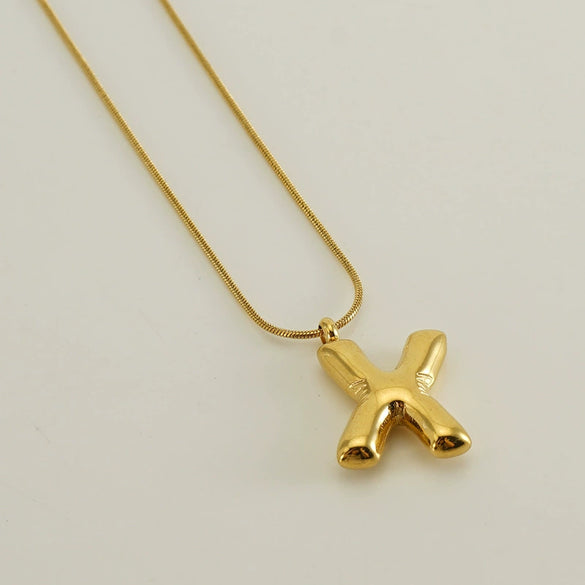Pendant Necklace Women 316L Stainless Steel 316L Stainless Steel Small Snake Chain With Letter Pattern Electroplated