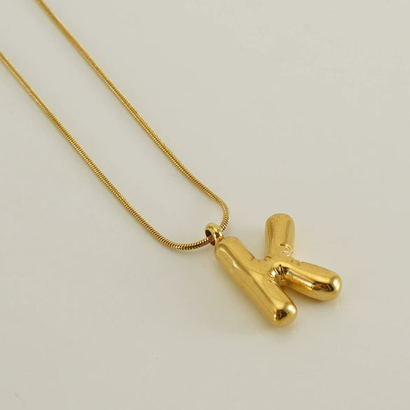 Pendant Necklace Women 316L Stainless Steel 316L Stainless Steel Small Snake Chain With Letter Pattern Electroplated