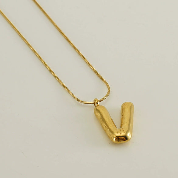 Pendant Necklace Women 316L Stainless Steel 316L Stainless Steel Small Snake Chain With Letter Pattern Electroplated