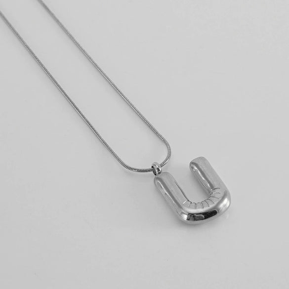 Pendant Necklace Women 316L Stainless Steel 316L Stainless Steel Small Snake Chain With Letter Pattern Electroplated
