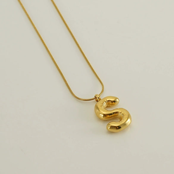 Pendant Necklace Women 316L Stainless Steel 316L Stainless Steel Small Snake Chain With Letter Pattern Electroplated
