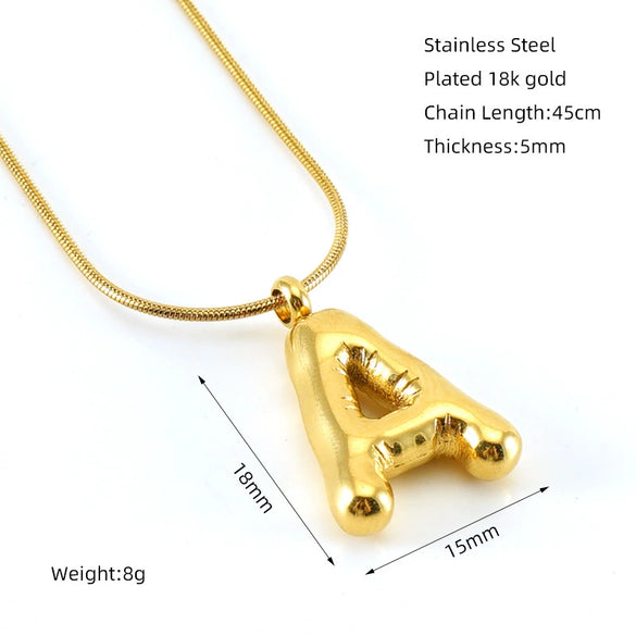 Pendant Necklace Women 316L Stainless Steel 316L Stainless Steel Small Snake Chain With Letter Pattern Electroplated