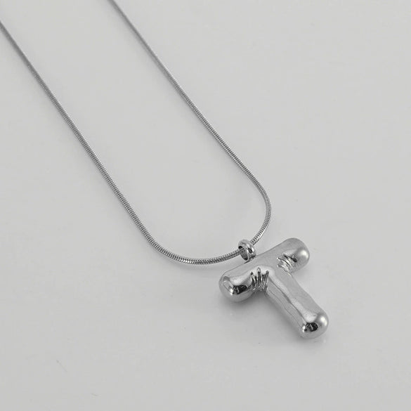 Pendant Necklace Women 316L Stainless Steel 316L Stainless Steel Small Snake Chain With Letter Pattern Electroplated